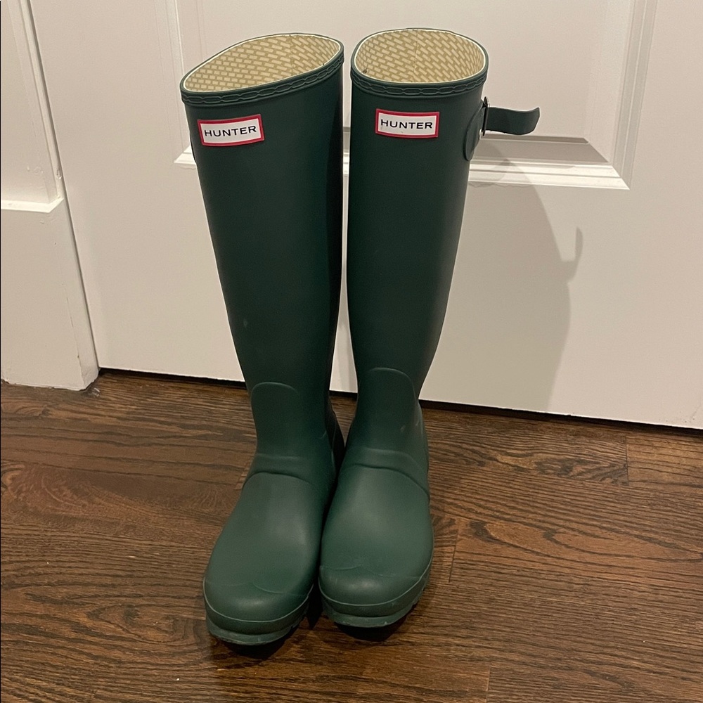 Hunter Dark Green Knee-High Boots
